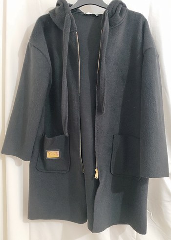 Siyah Fermuarlı Midi Kadın Kaban - Görsel 9