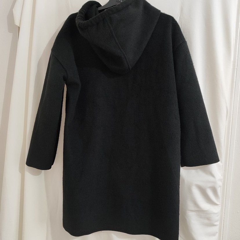 Siyah Fermuarlı Midi Kadın Kaban - Görsel 3