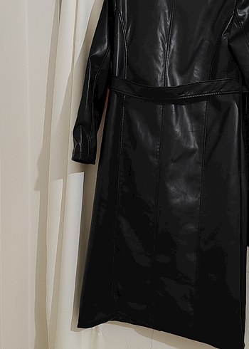 Kadın Siyah Deri Kürklü Uzun Kaban - Görsel 8