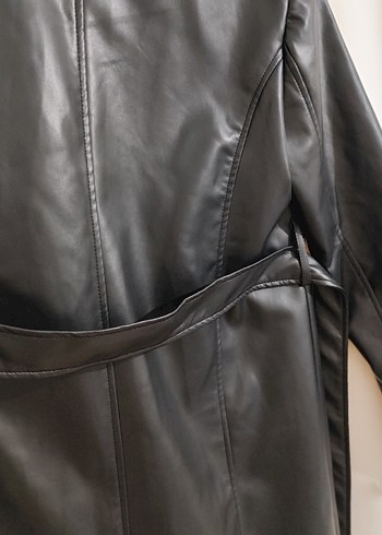 Kadın Siyah Deri Kürklü Uzun Kaban - Görsel 9