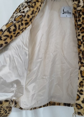 Leopar Desenli kürk mont - Görsel 6
