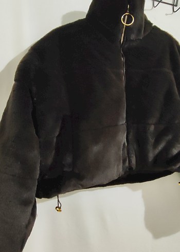 kahverengi Kürklü Yüksek Yakalı Kadın Ceket - Görsel 2