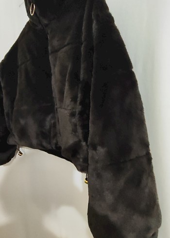 kahverengi Kürklü Yüksek Yakalı Kadın Ceket - Görsel 3