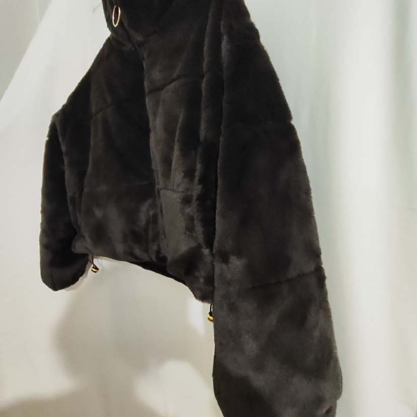 kahverengi Kürklü Yüksek Yakalı Kadın Ceket - Görsel 3