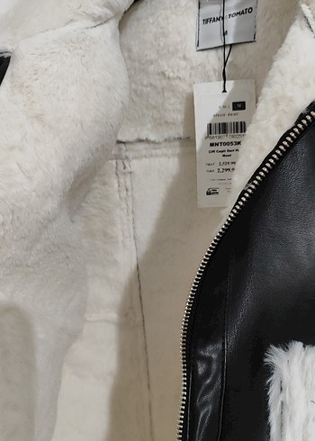 Beyaz Kürklü deri peluş mont - Görsel 4