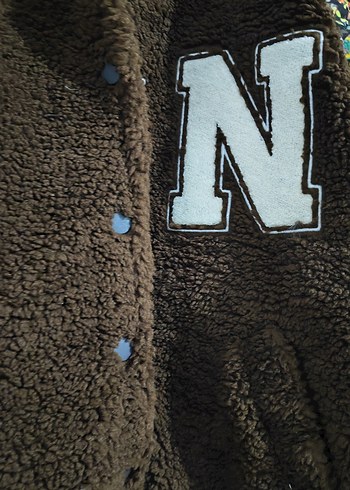 Kahverengi Desenli Kadın Peluş Ceket - Görsel 5