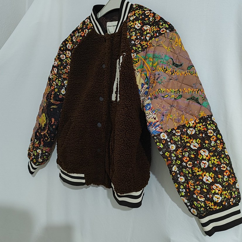 Kahverengi Desenli Kadın Peluş Ceket - Görsel 3