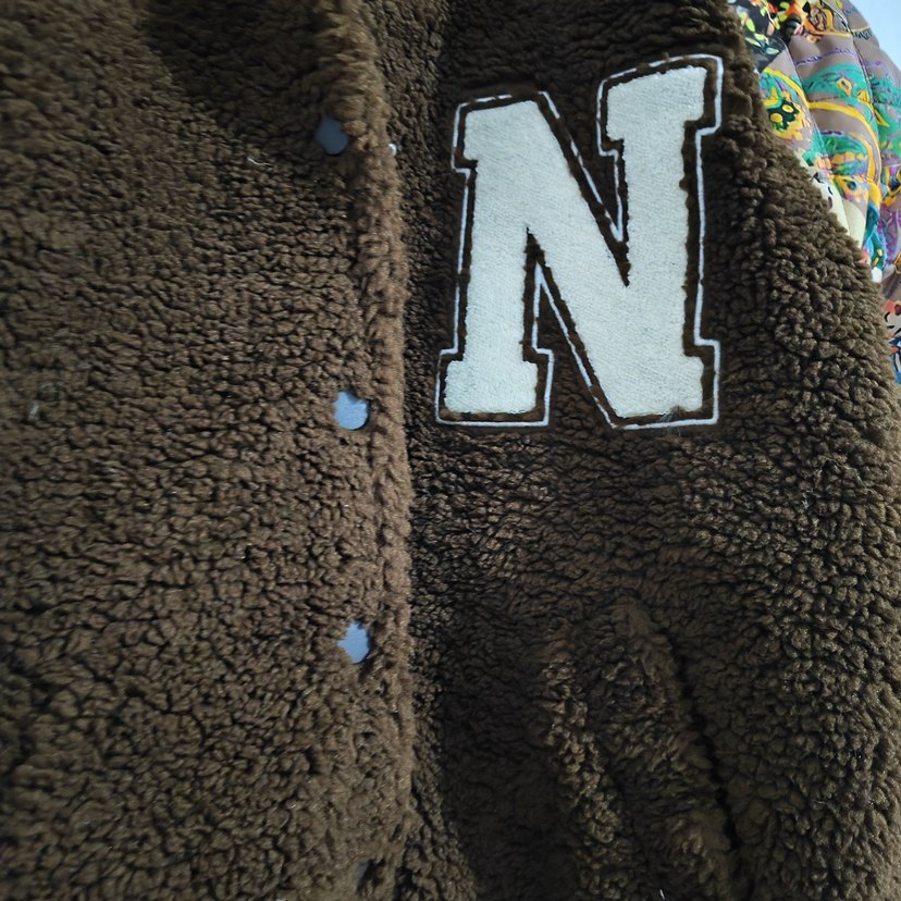 Kahverengi Desenli Kadın Peluş Ceket - Görsel 5