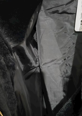 Kapüşonlu Siyah Mini Peluş Ceket - Görsel 6