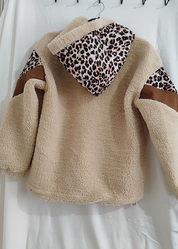 Leopar Desenli Kahverengi Peluş Ceket - Görsel 3