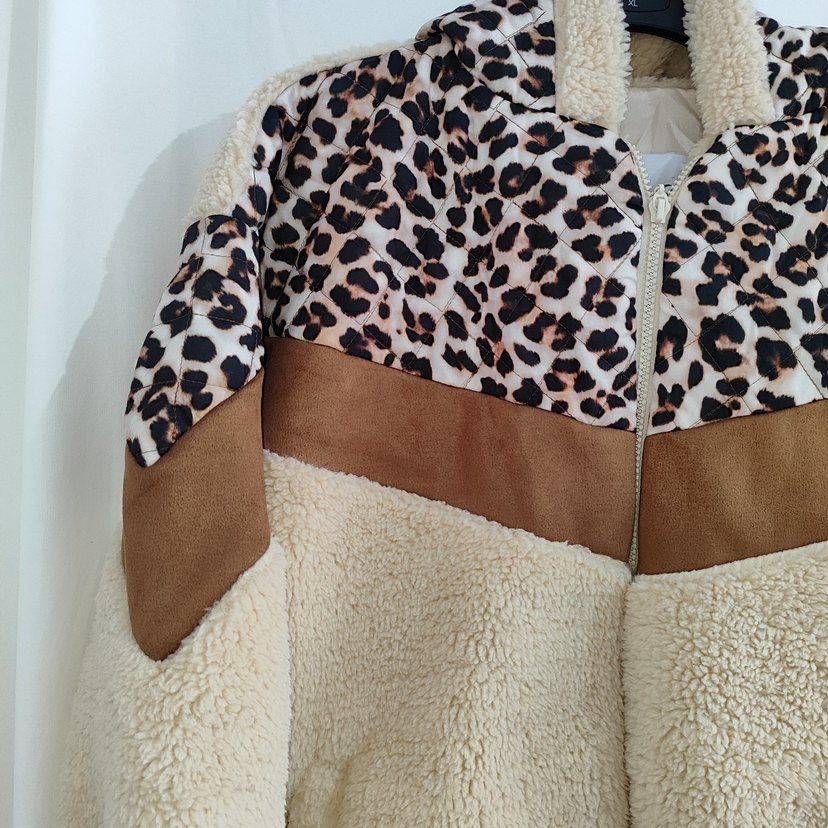 Leopar Desenli Kahverengi Peluş Ceket - Görsel 2