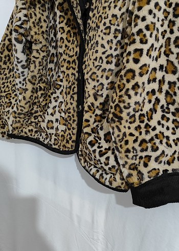Leopar Desenli Suni Kürk Midi Ceket - Görsel 9