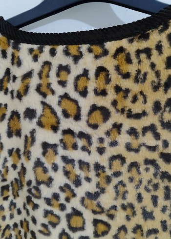 Leopar Desenli Suni Kürk Midi Ceket - Görsel 12