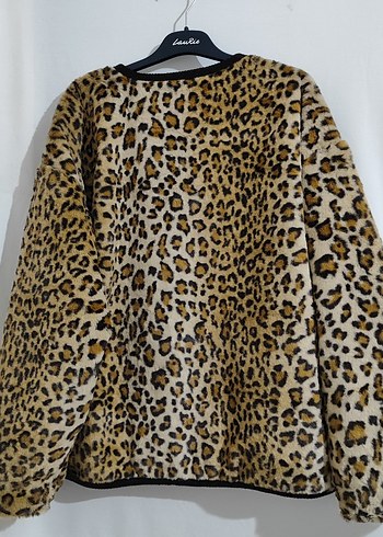 Leopar Desenli Suni Kürk Midi Ceket - Görsel 11