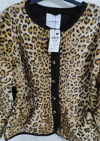 Leopar Desenli Suni Kürk Midi Ceket - Görsel 5