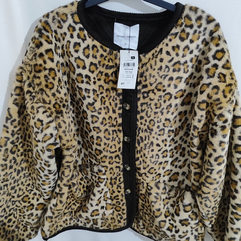 Leopar Desenli Suni Kürk Midi Ceket - Görsel 5