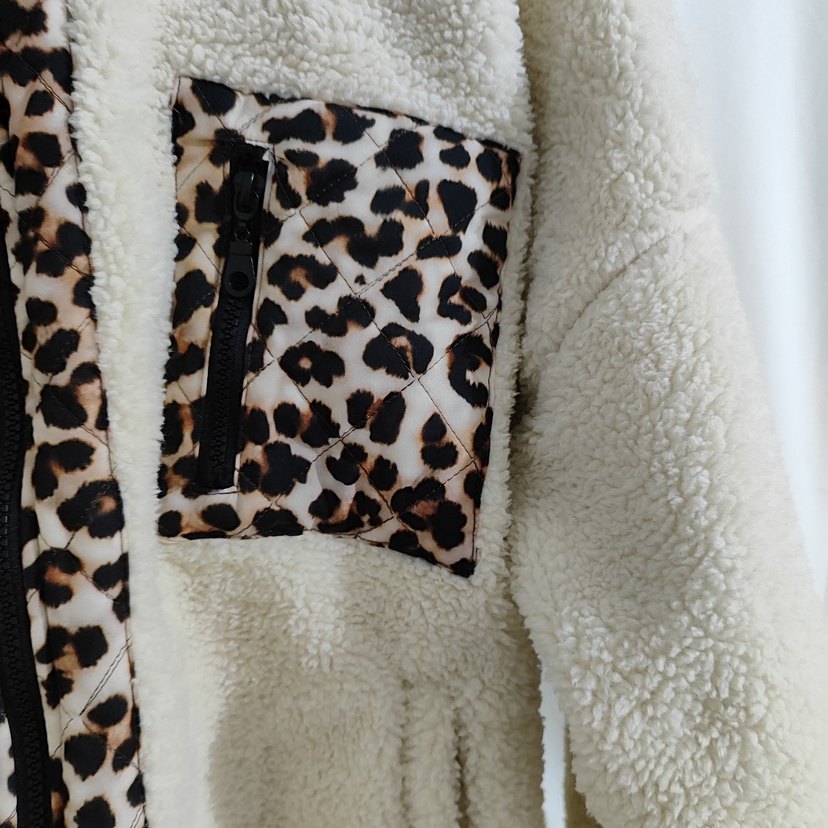 Leopar Detaylı Kahverengi Kadın Peluş Ceket - Görsel 5