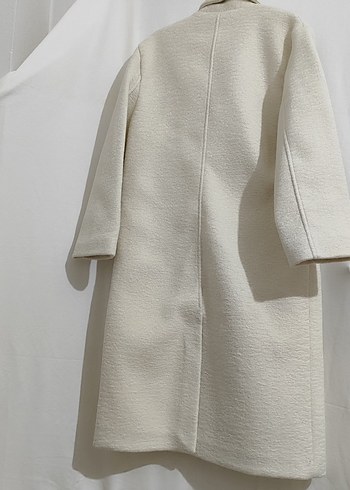 Bej Midi Kadın Klasik Düğmeli Kaban - Görsel 8