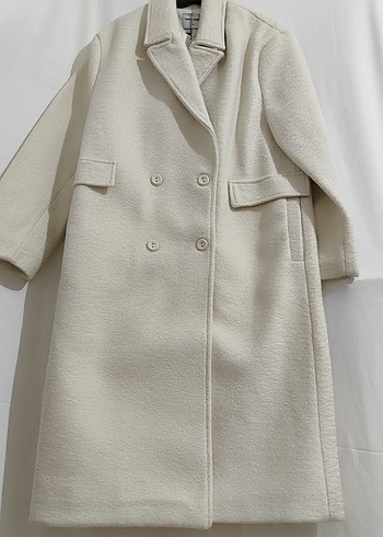 Bej Midi Kadın Klasik Düğmeli Kaban - Görsel 3