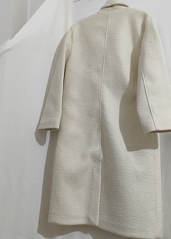 Bej Midi Kadın Klasik Düğmeli Kaban - Görsel 9