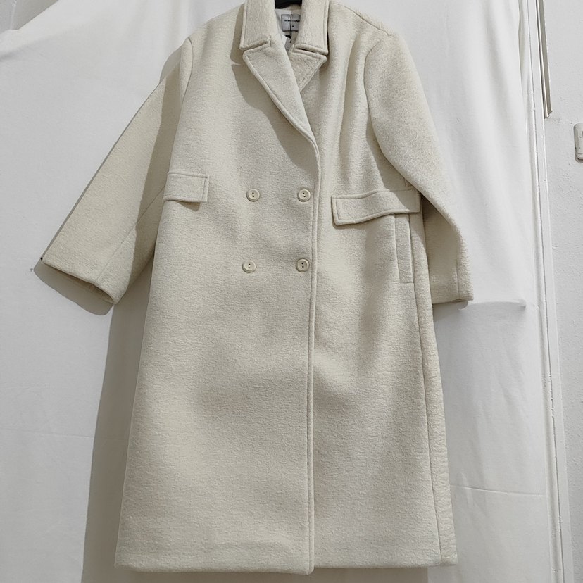 Bej Midi Kadın Klasik Düğmeli Kaban - Görsel 3