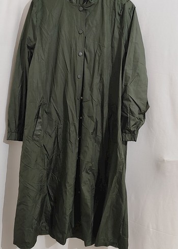 Kadın Haki Uzun Düğmeli Yağmurluk - Görsel 4