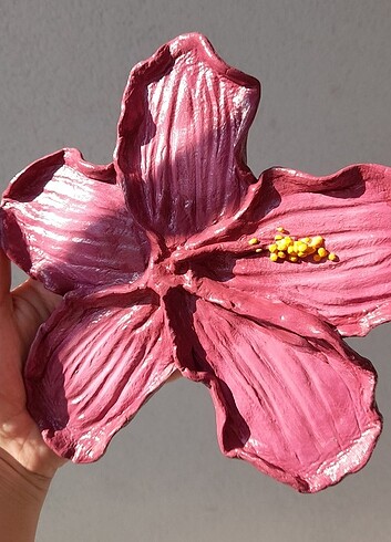 Hibiscus Çiçeki Kil Takı Tabağı Dekor