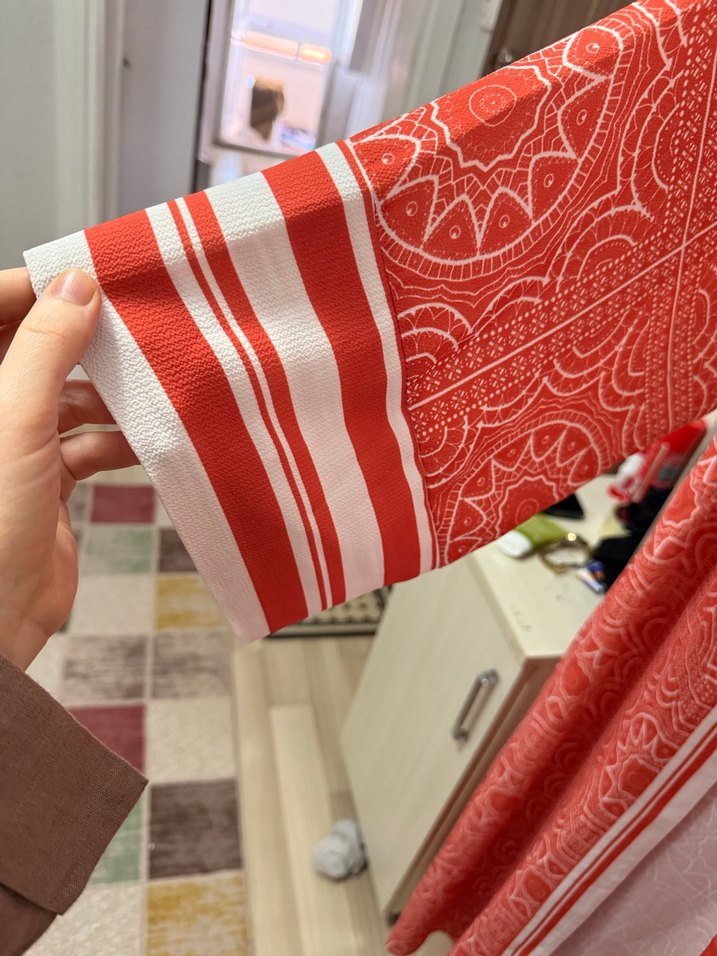 Uzun Kırmızı Desenli Bohem Kadın Kimono - Görsel 3