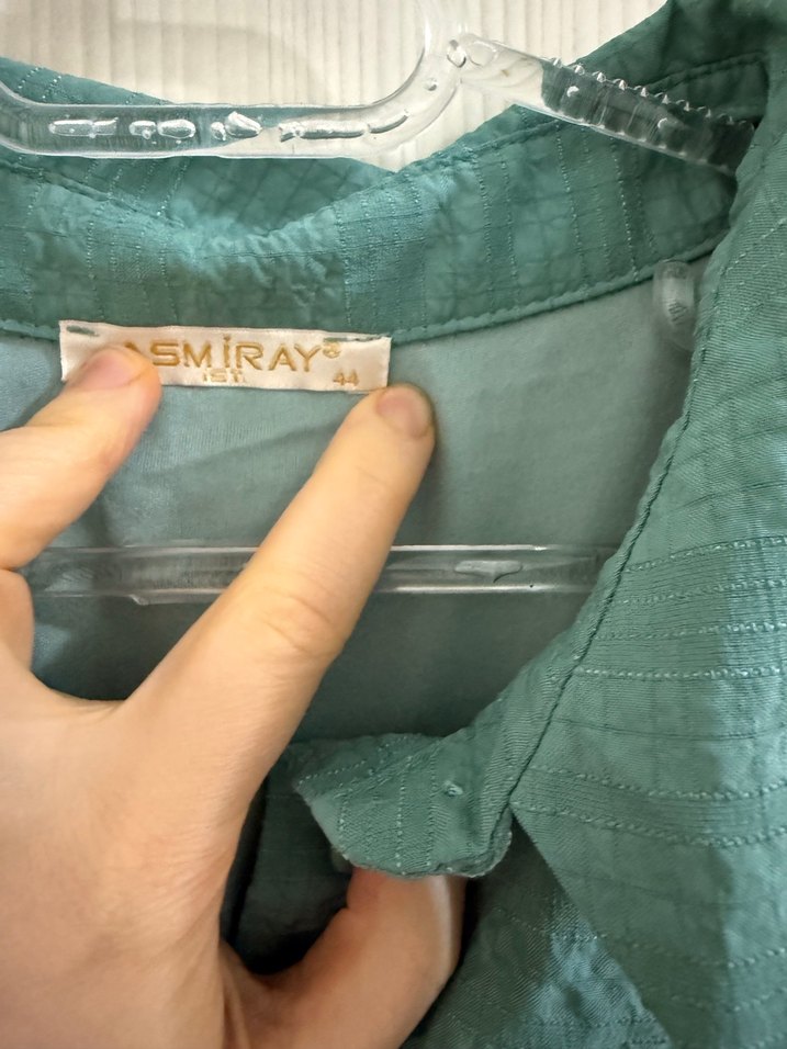 Uzun Kol, Düğmeli Yeşil Keten Elbise - Görsel 3