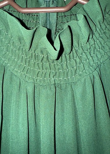 Uzun Yeşil şifon  Bohem Elbise - Görsel 4