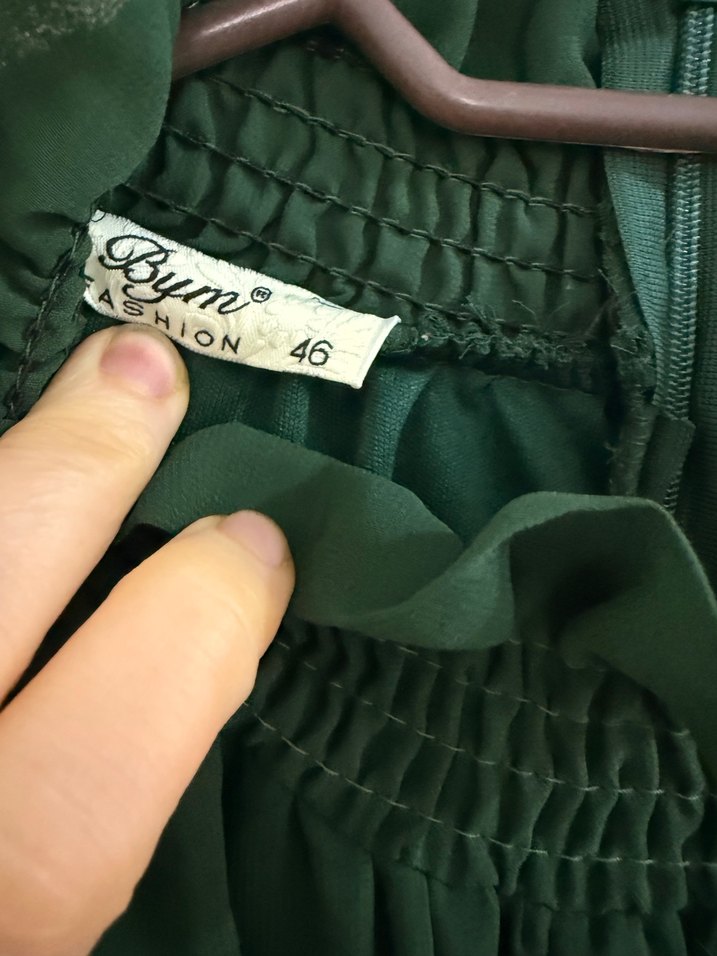 Uzun Yeşil şifon  Bohem Elbise - Görsel 5