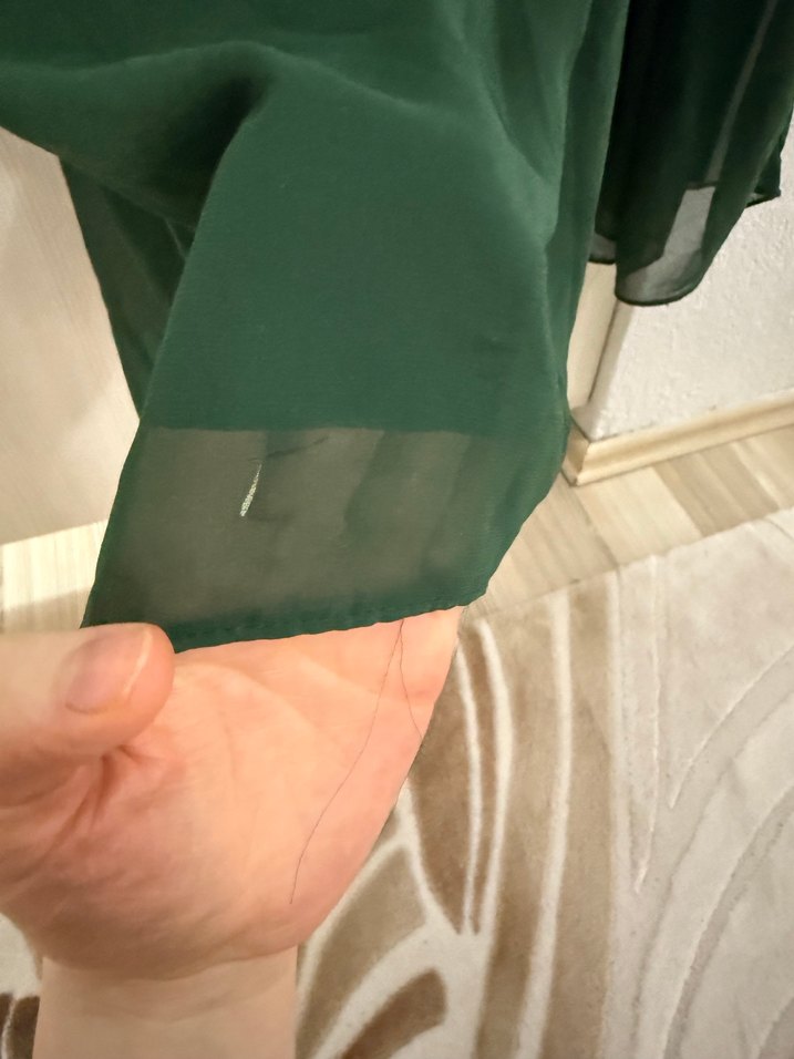 Uzun Yeşil şifon  Bohem Elbise - Görsel 3