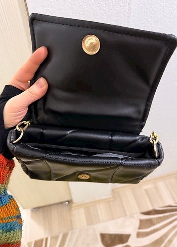 Zincir Detaylı Siyah Deri Kadın Çanta - Görsel 3