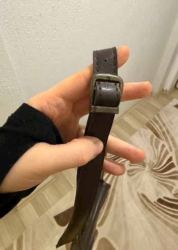 Kahverengi Deri Tokalı Kadın Çanta - Görsel 3