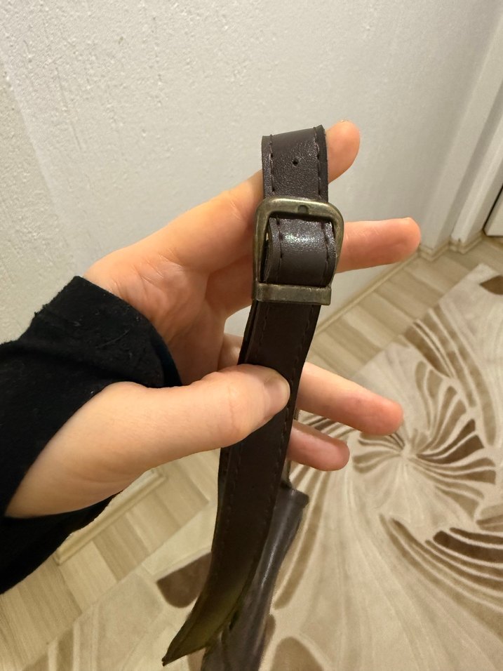 Kahverengi Deri Tokalı Kadın Çanta - Görsel 3