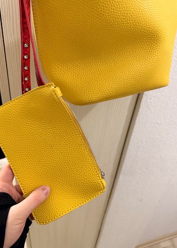 Sarı Deri Kadın Çanta - Görsel 3