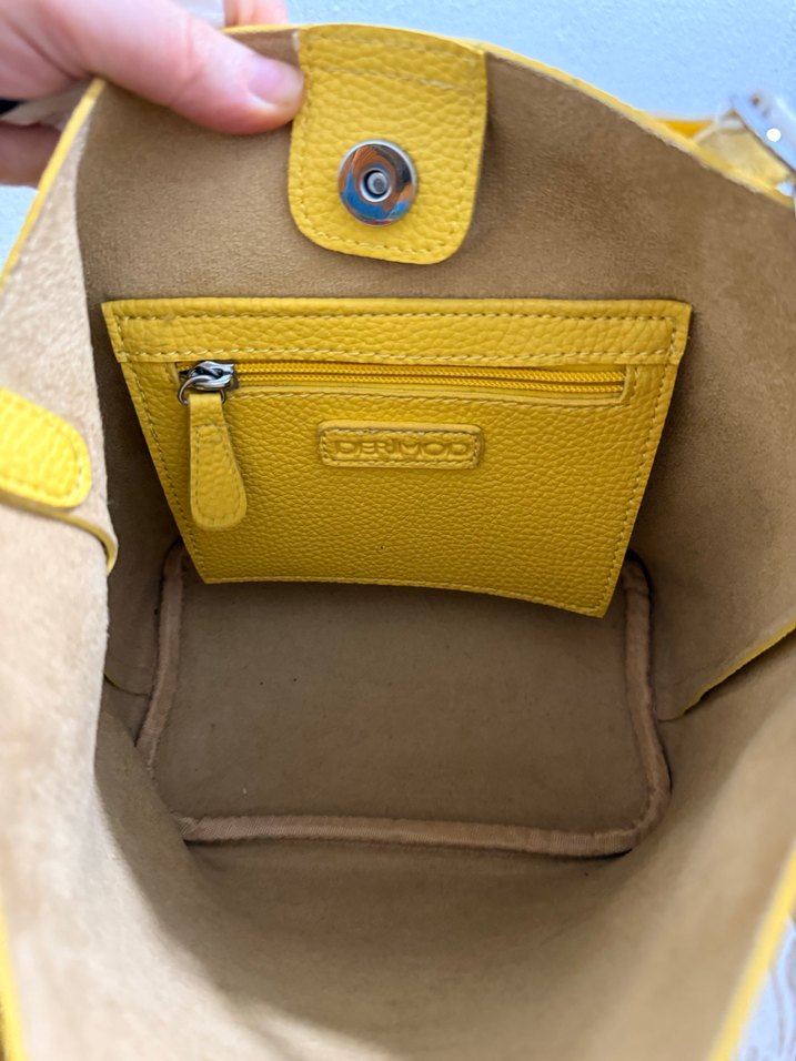 Sarı Deri Kadın Çanta - Görsel 5