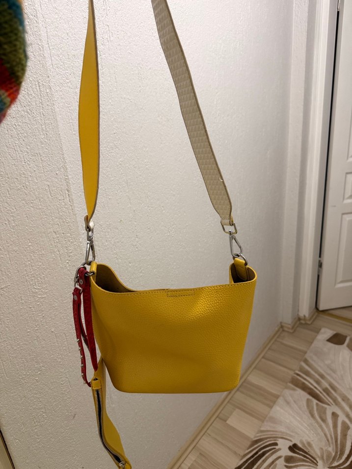 Sarı Deri Kadın Çanta - Görsel 2