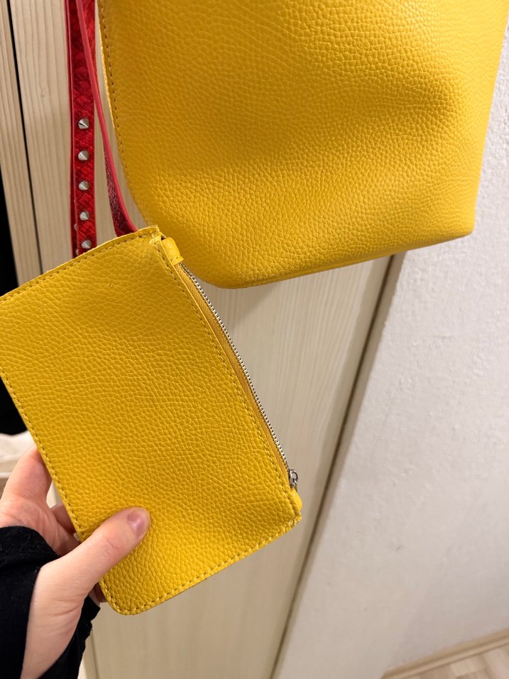 Sarı Deri Kadın Çanta - Görsel 3