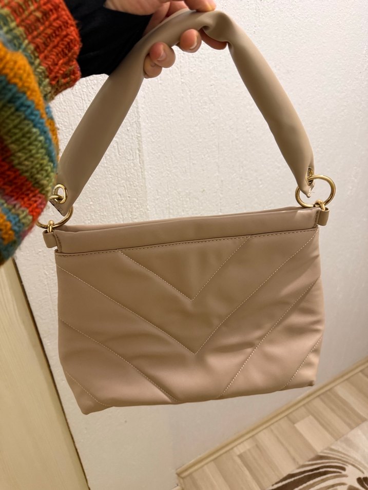 Bej Deri Kadın Omuz Çantası  Esra Merdoğlu - Görsel 4