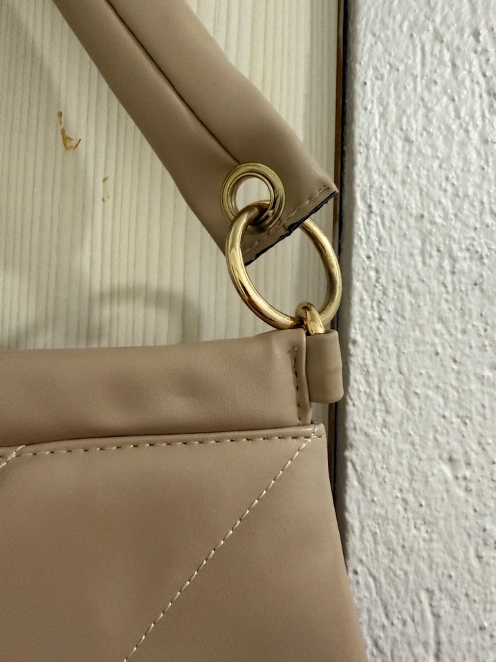 Bej Deri Kadın Omuz Çantası  Esra Merdoğlu - Görsel 2