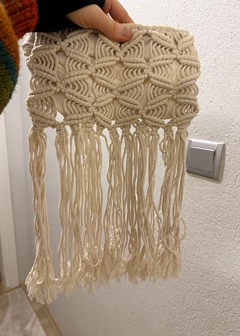 Bej Nakışlı Püsküllü Bohem Kadın Çapraz Çanta - Görsel 2