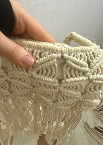 Bej Nakışlı Püsküllü Bohem Kadın Çapraz Çanta - Görsel 4