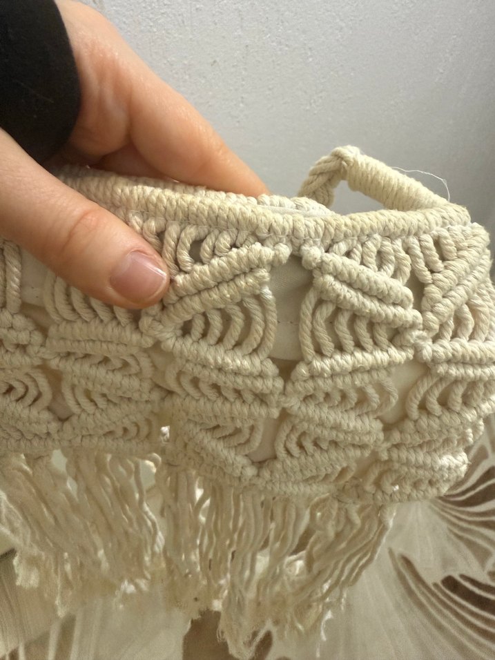 Bej Nakışlı Püsküllü Bohem Kadın Çapraz Çanta - Görsel 4