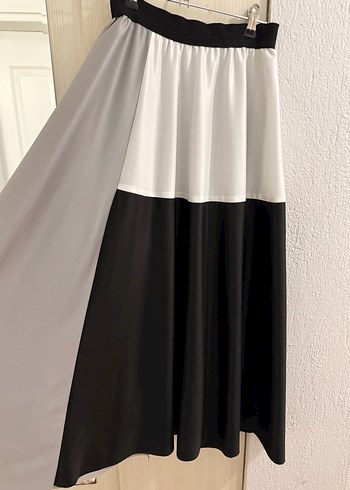 Kadın Renk Bloklu Uzun Salaş Etek - Görsel 2