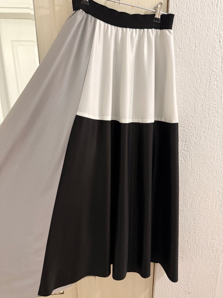 Kadın Renk Bloklu Uzun Salaş Etek - Görsel 2