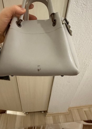 Gri Deri Kadın El Çantası - Görsel 3