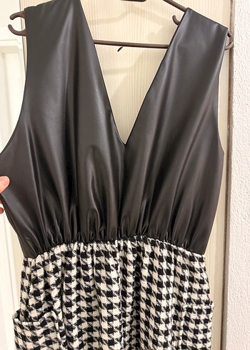 Pileli Siyah Ekose Uzun Elbise 40. 42 beden uyumlu - Görsel 7