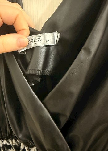 Pileli Siyah Ekose Uzun Elbise 40. 42 beden uyumlu - Görsel 3