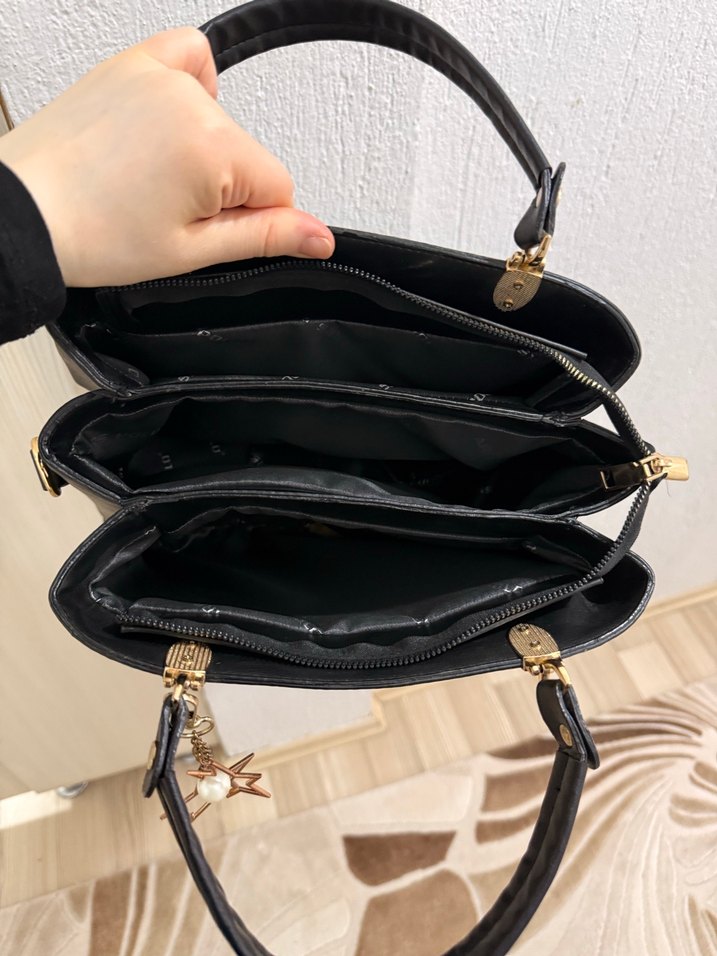 Kadın Siyah Deri el  Çantası - Görsel 4